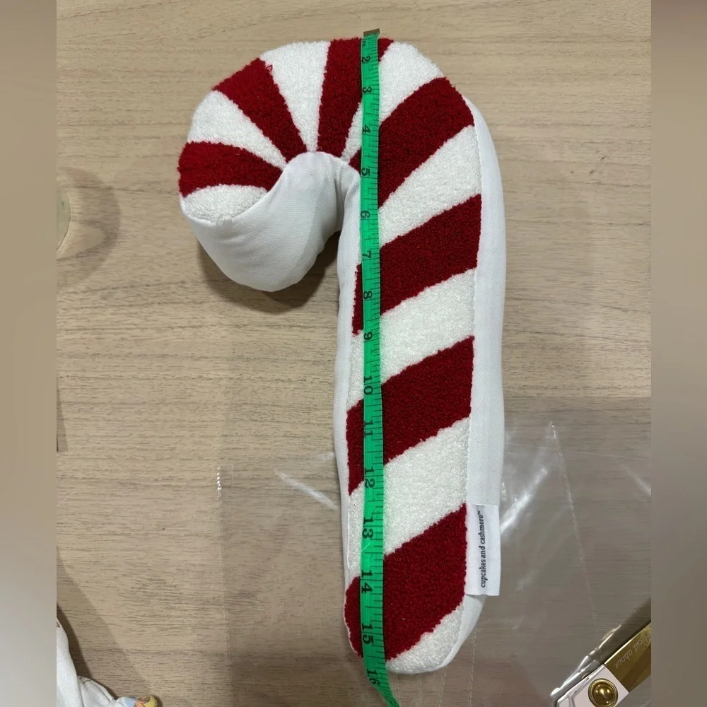 Cupcakes and Cashmere Candy Cane Pillow Red White Christmas Decor 15